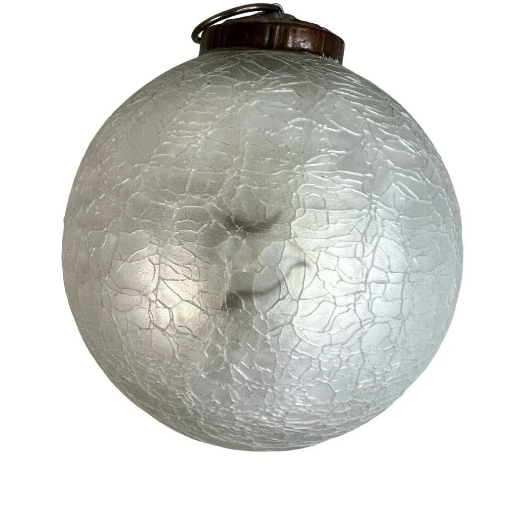 3‎ Vintage Kugel Style White Crackle Glass Christmas Tree Ornaments 3 Inch Retro